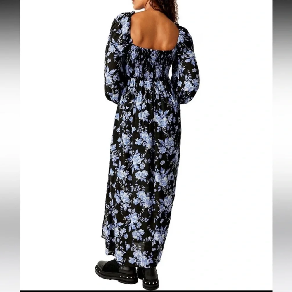 NWT Free People Jaymes Floral Print Square Neck Long Sleeves Midi Dress - Picture 10 of 14